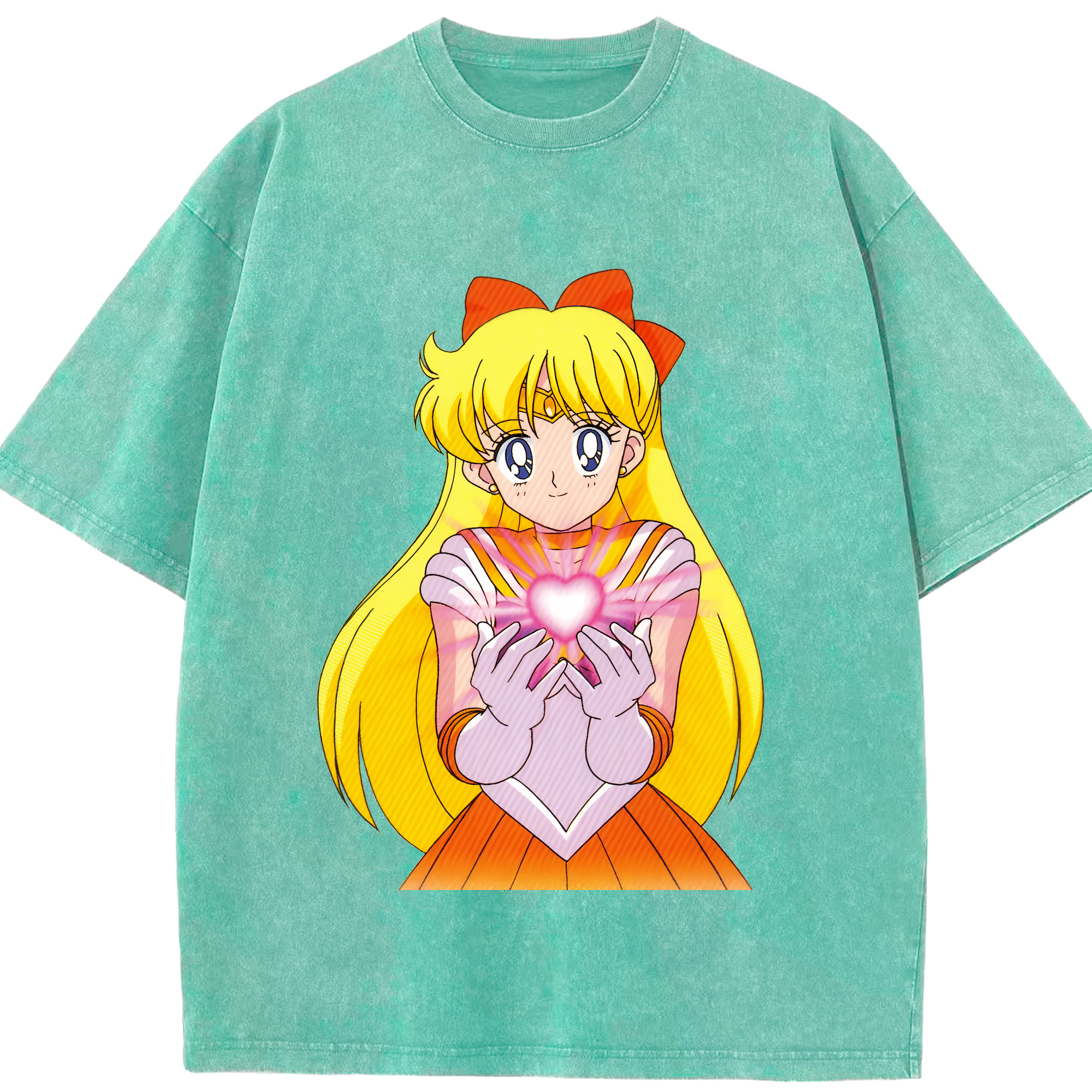 （画像用） 美少女戦士セーラームーン 愛野 美奈子 あいの みなこ Sailor Moon Aino Minako 綿100% ヴィンテージ風 半袖Tシャツ（フロントプリント）
